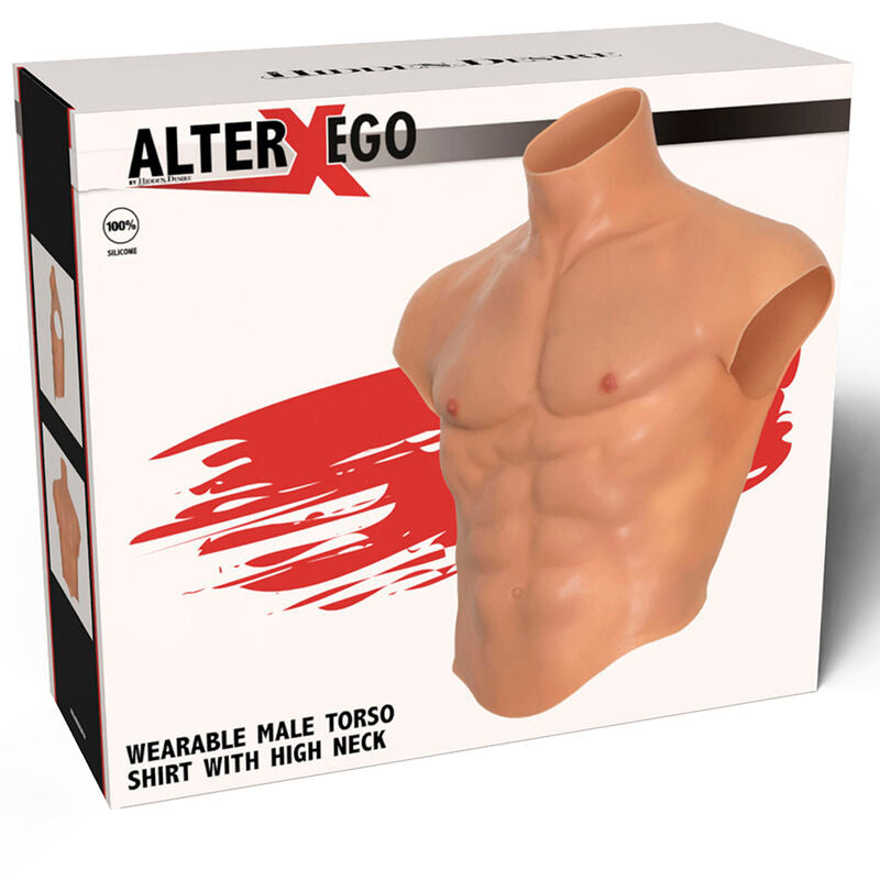 DESEO OCULTO - CAMISA DE TORSO MASCULINO DE SILICONA DE ALTER EGO CON ABS CARNE