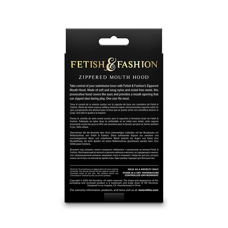 NOVEDADES NS - FETICHE Y MODA CAPUCHA CON CREMALLERA CERRADA DE NYLON NEGRO