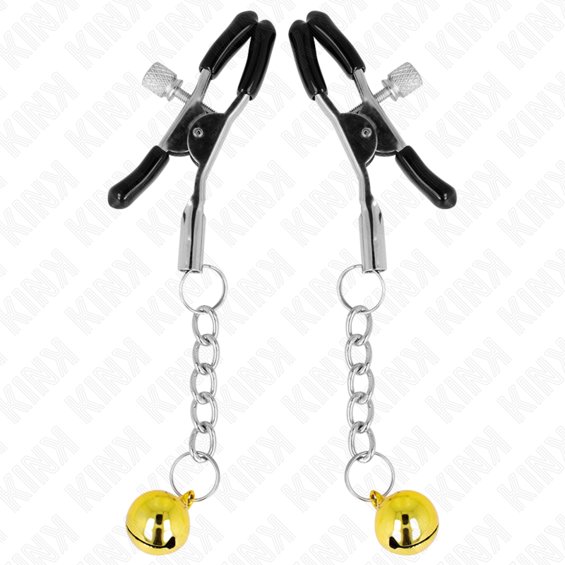 KINK - MORSETTI PER CAPEZZOLI CON CAMPANELLO ORO 6 CM