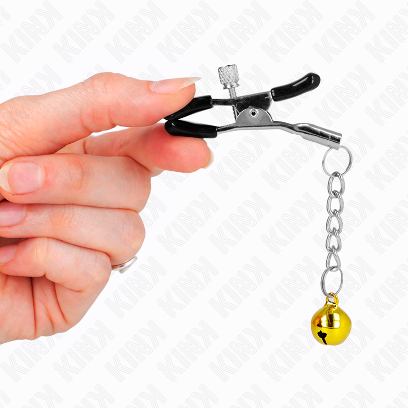 KINK - MORSETTI PER CAPEZZOLI CON CAMPANELLO ORO 6 CM