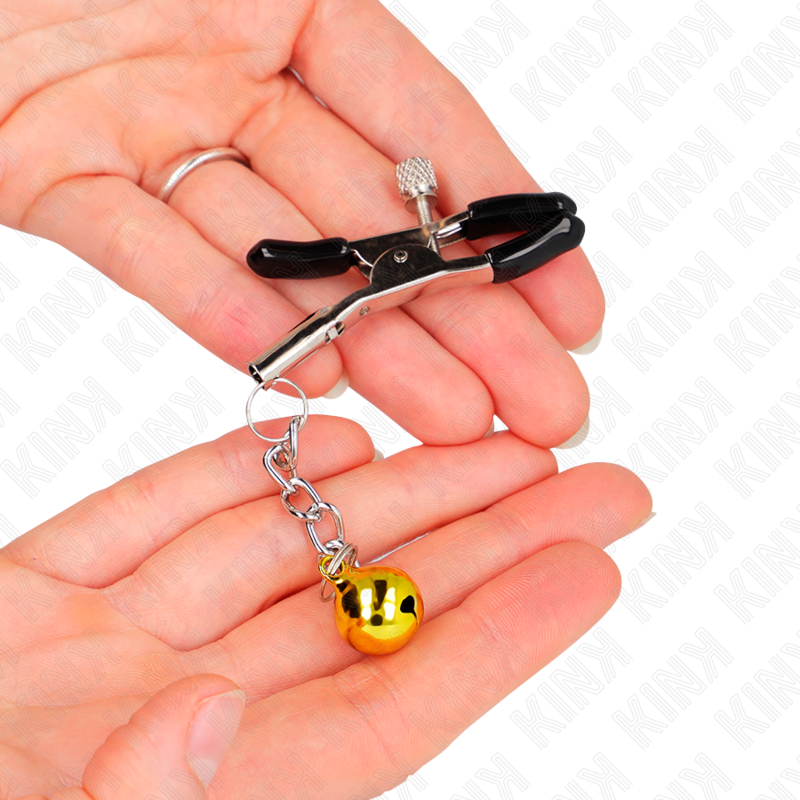 KINK - MORSETTI PER CAPEZZOLI CON CAMPANELLO ORO 6 CM