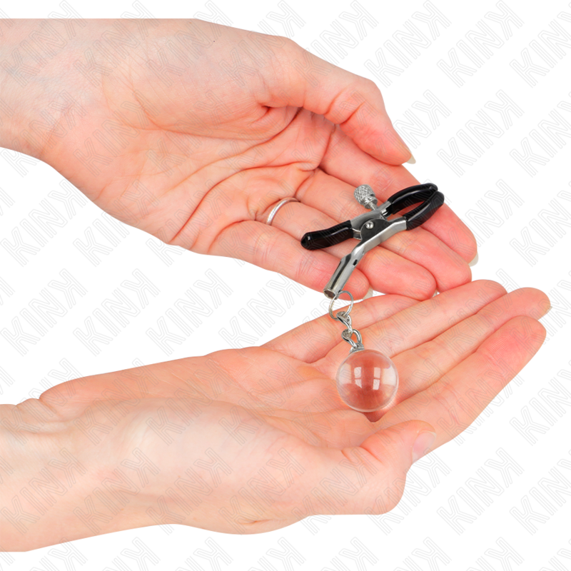 KINK - MORSETTI PER CAPEZZOLI CON PERLINE DI VETRO ARGENTO 6 CM