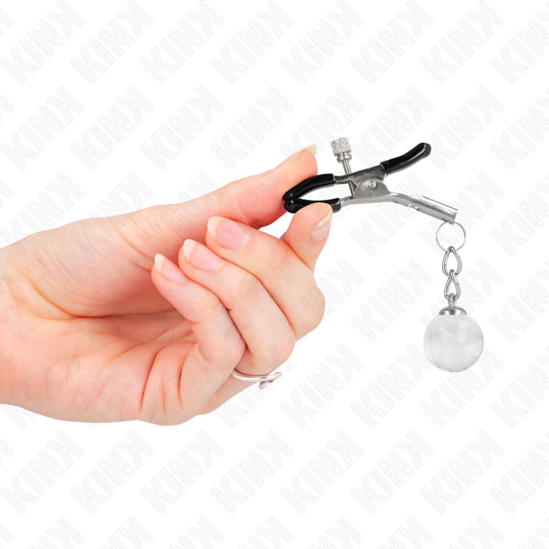 KINK - MORSETTI PER CAPEZZOLI CON PERLINE DI VETRO ARGENTO 6 CM