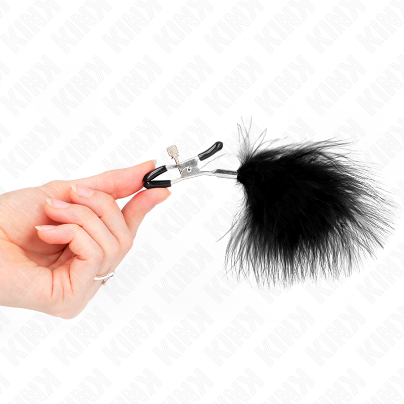 KINK - MORSETTO PER CAPEZZOLI A PIUMA NERO 7 CM