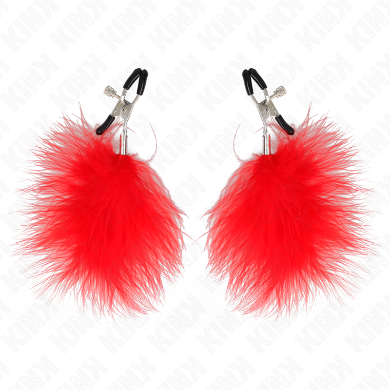 KINK - MORSETTO PER CAPEZZOLI IN PIUMA ROSSO 7 CM