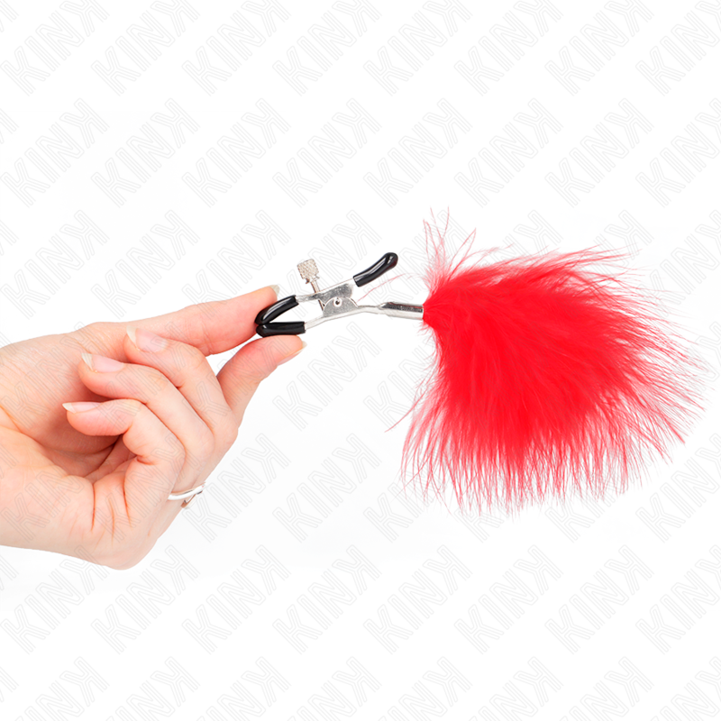 KINK - MORSETTO PER CAPEZZOLI IN PIUMA ROSSO 7 CM