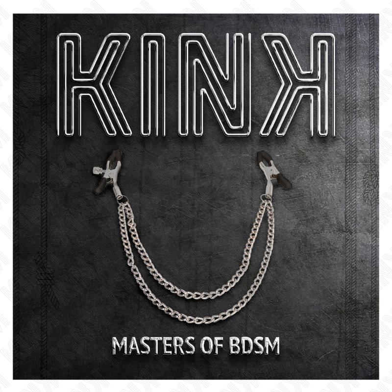 KINK - PINZAS PARA PEZONES CON 2 CADENAS GRUESAS PLATEADAS 20/23 CM
