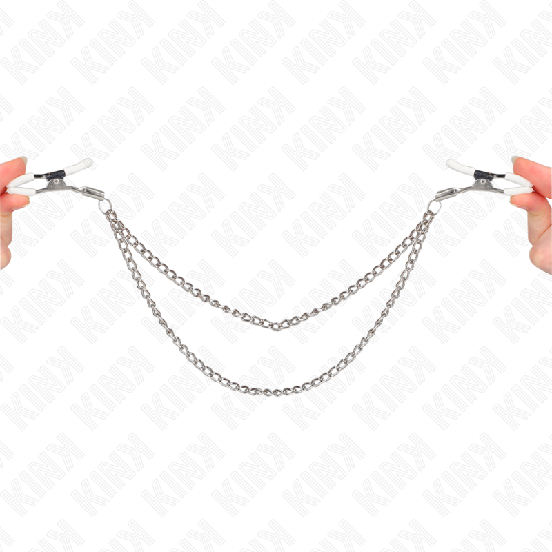 KINK - PINZAS PARA PEZONES CON 2 CADENAS FINAS PLATEADAS 20/23 CM
