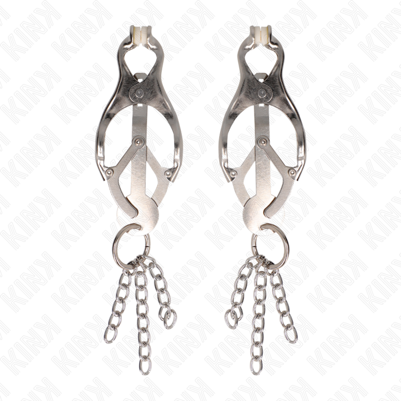 KINK - MORSETTI PER CAPEZZOLI A FORMA DI TRIFOGLIO GIAPPONESE CON CATENELLE ARGENTO