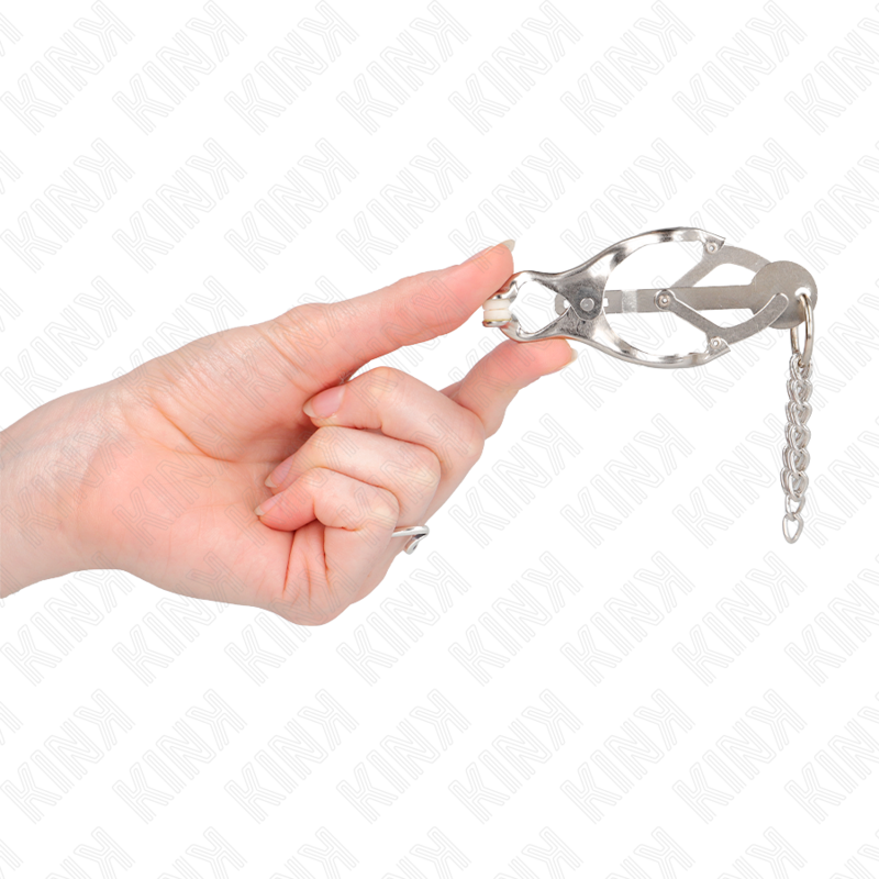KINK - MORSETTI PER CAPEZZOLI A FORMA DI TRIFOGLIO GIAPPONESE CON CATENELLE ARGENTO