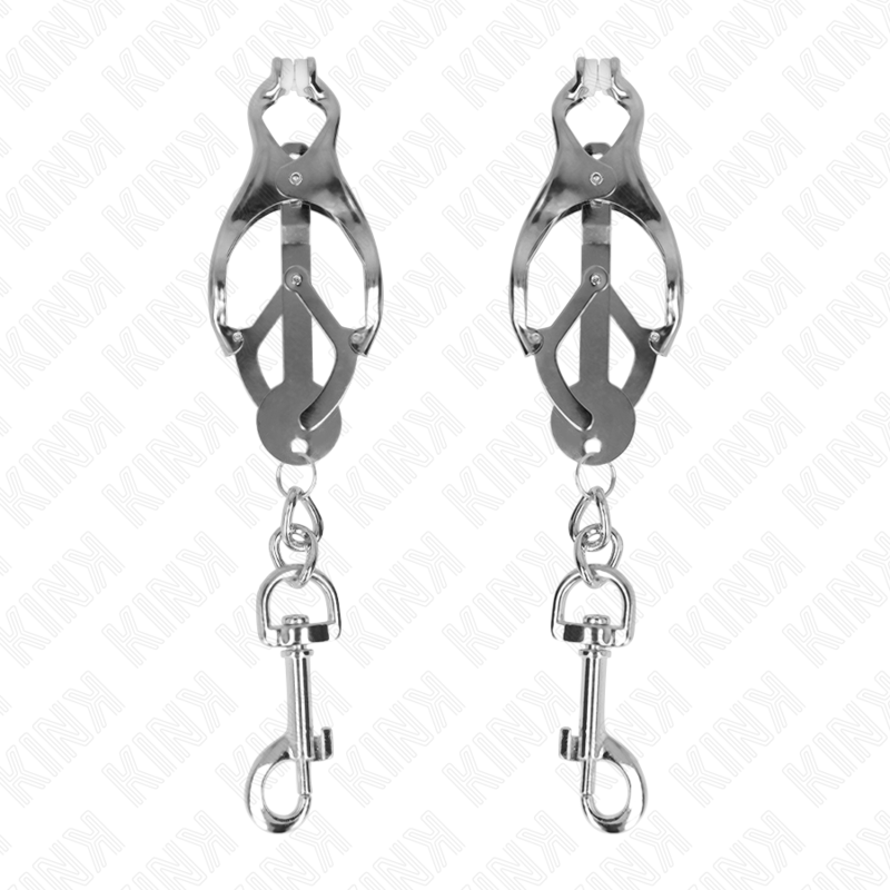 KINK - MORSETTI PER CAPEZZOLI A FORMA DI TRIFOGLIO GIAPPONESE CON GANCI ARGENTO