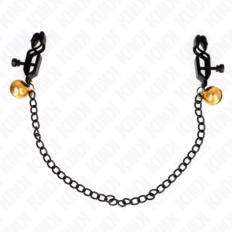 KINK - MORSETTI PER CAPEZZOLI A CATENA PIATTA E CAMPANELLA ARGENTO 30 CM