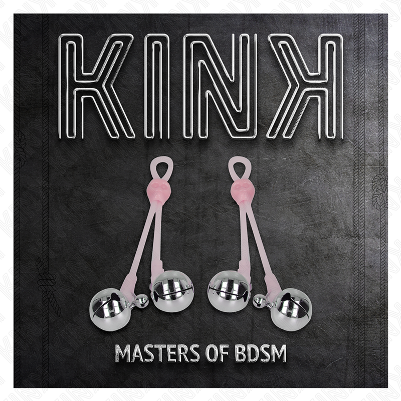 KINK - MORSETTI PER CAPEZZOLI A FORMA DI TESCHIO LUMINOSO CON CAMPANELLI REGOLABILI ROSA / ARGENTO