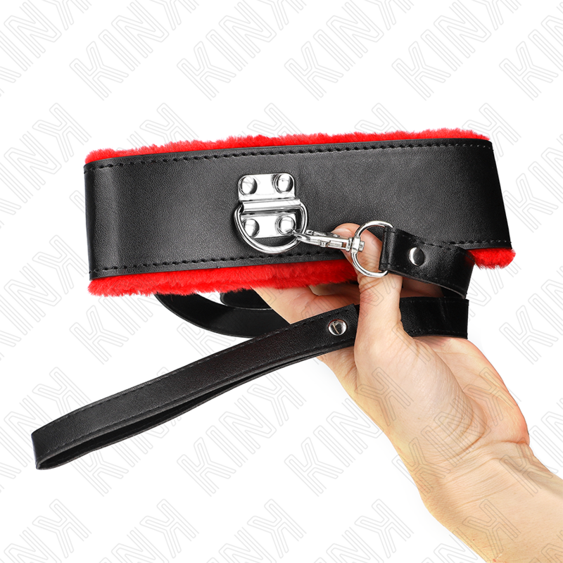 KINK - COLLANA CON CINTURA 116 CM CON CINTURINO IN PELLE ROSSA REGOLABILE 40-48 CM X 6 CM