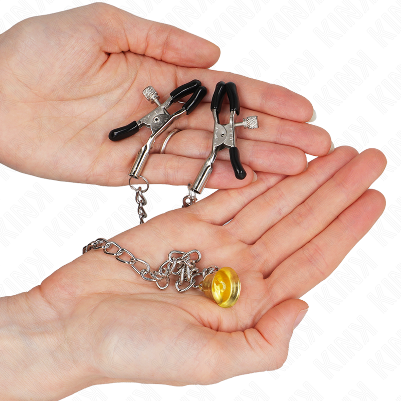 KINK - MORSETTI PER CAPEZZOLI A CATENA CON PENDENTE A CORNO 30 CM