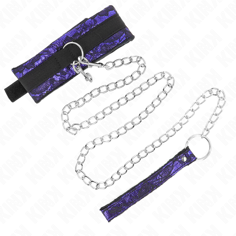 KINK - COLLAR CORTO DE ENCAJE DE TERCIOPELO CON CINTURÓN 105 CM CON RIBETE DE NYLON 44 X 5,5 CM
