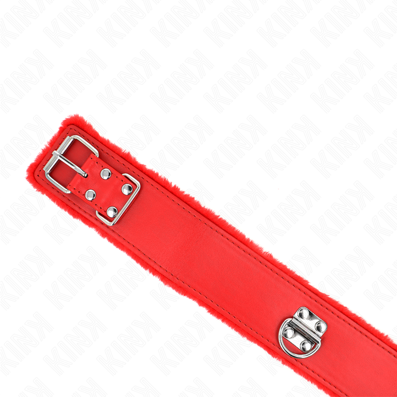 KINK - COLLANA CON GUINZAGLIO 116 CM CON BORCHIE ARGENTO MODELLO 4 ROSSO REGOLABILE 40-48 CM X 6 CM