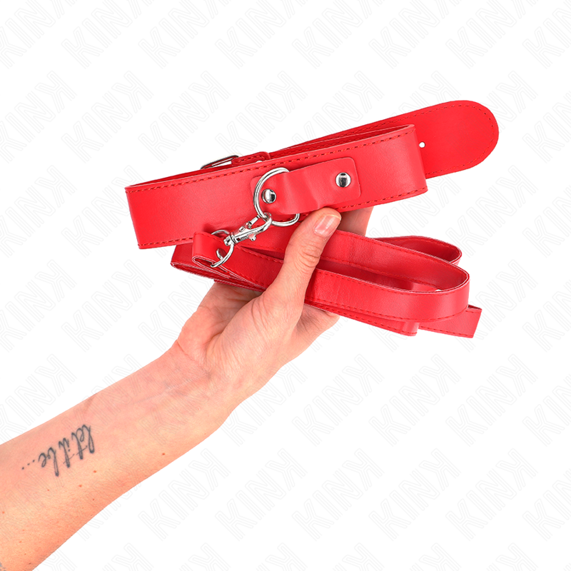 KINK - COLLAR CON CINTURÓN 116 CM ROJO CORREA AJUSTABLE 32-50 CM X 8 CM