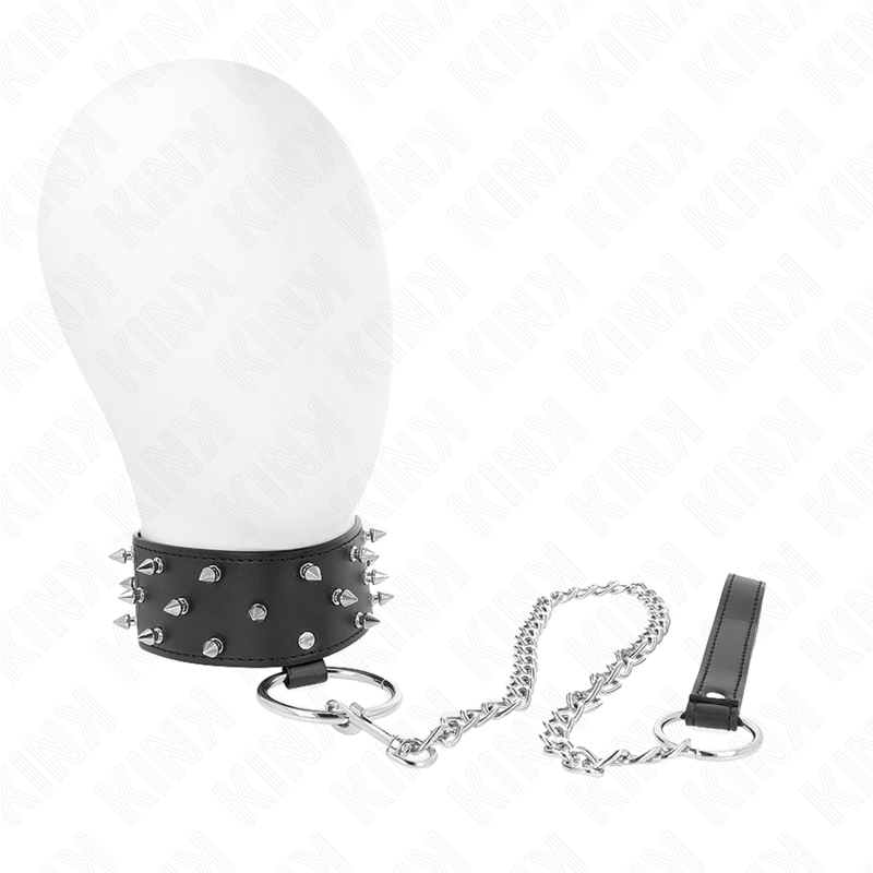 KINK - COLLANA CON GUINZAGLIO 65 CM CON BORCHIE ARGENTO MODELLO 5 REGOLABILE 36-43 CM X 5 CM