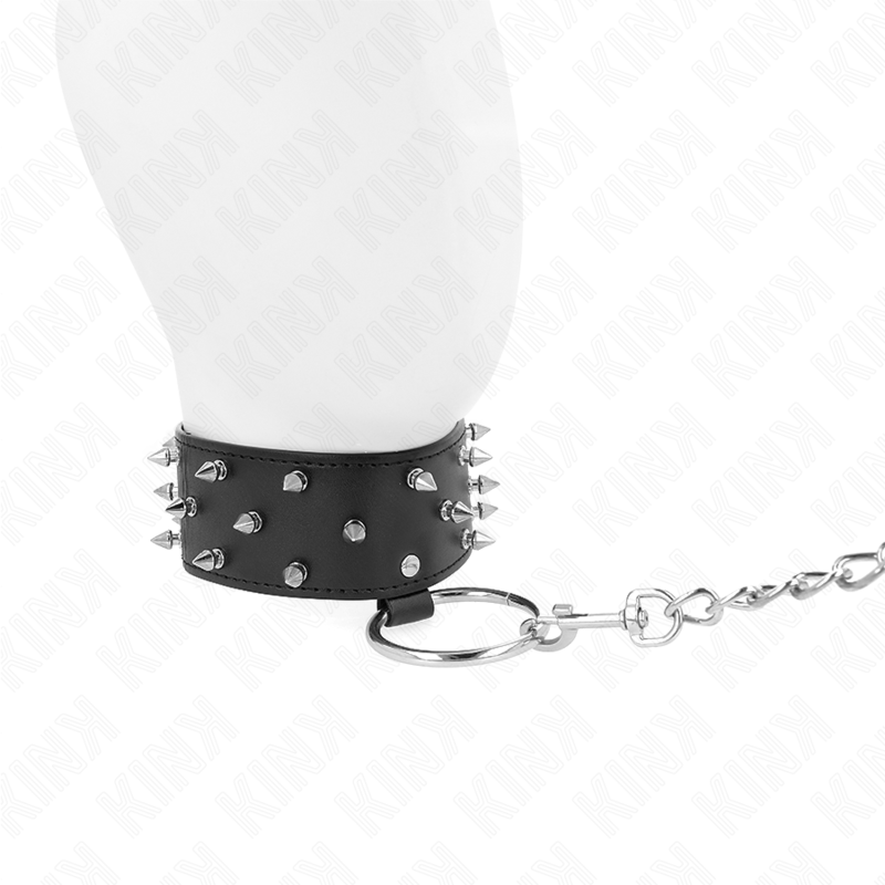 KINK - COLLANA CON GUINZAGLIO 65 CM CON BORCHIE ARGENTO MODELLO 5 REGOLABILE 36-43 CM X 5 CM