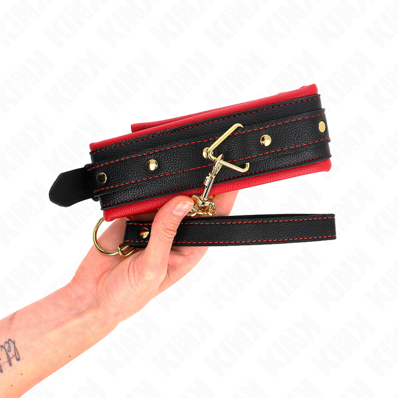 KINK - COLLARE CON GUINZAGLIO IN TESSUTO TINTA UNITA REGOLABILE 33-48 CM X 5,7 CM