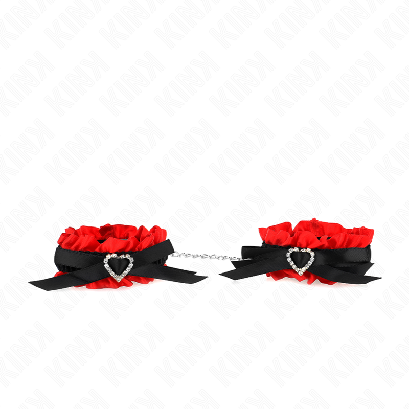 KINK - CINTURINI ELASTICI IN PIZZO CON DETTAGLI A CUORE ROSSO REGOLABILI 22-35 CM
