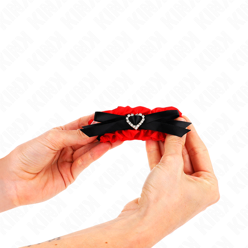 KINK - CINTURINI ELASTICI IN PIZZO CON DETTAGLI A CUORE ROSSO REGOLABILI 22-35 CM
