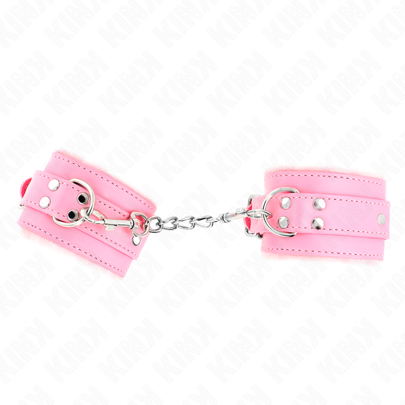KINK - CINTURINI DA POLSO RIVESTITI IN PELLICCIA ROSA CON CINTURA ROSA REGOLABILE 17-29 CM X 6 CM