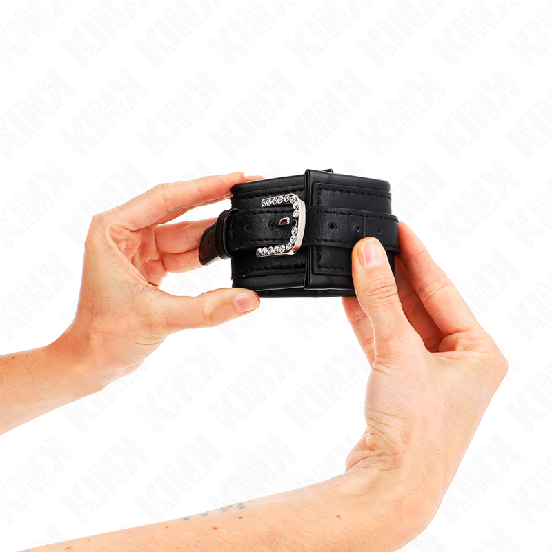 KINK - SUJECIÓN DE MUÑECA CON HEBILLA DE DIAMANTES NEGRO AJUSTABLE 25-32 CM X 5,5 CM