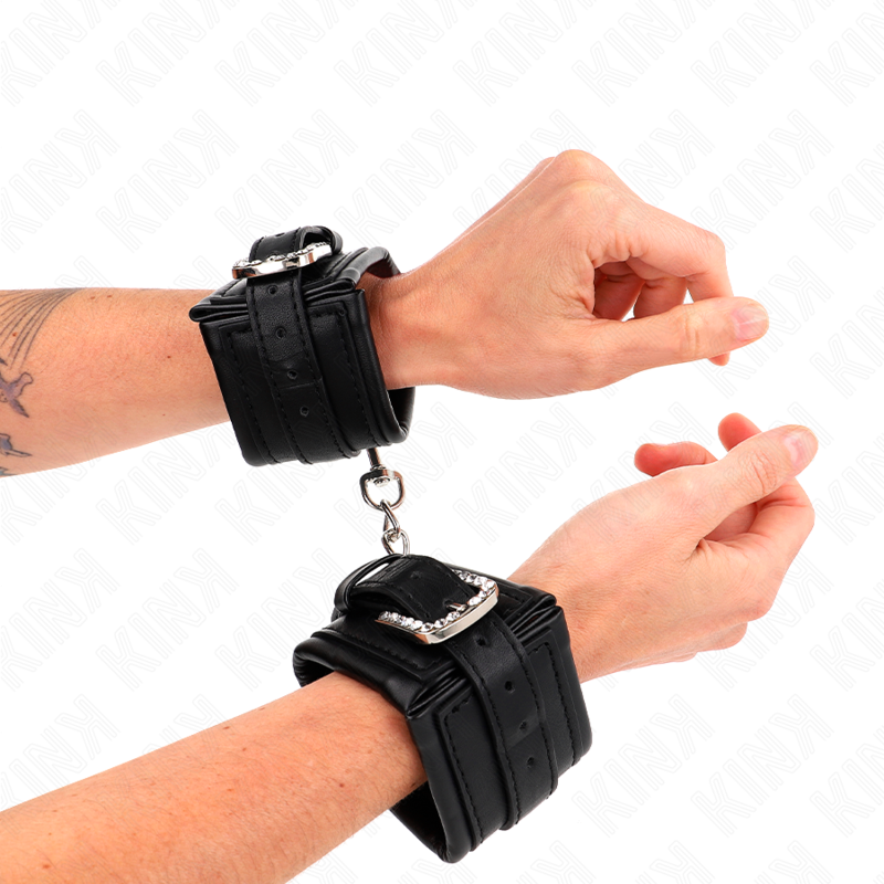 KINK - SUJECIÓN DE MUÑECA CON HEBILLA DE DIAMANTES NEGRO AJUSTABLE 25-32 CM X 5,5 CM