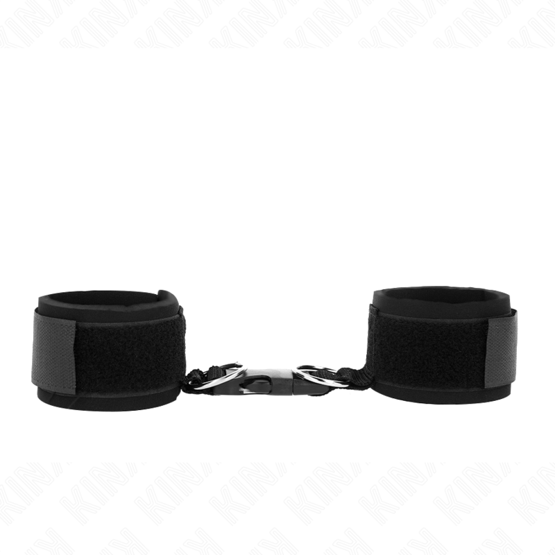 KINK - FASCE DI RESISTENZA AL POLSO IN NEOPRENE CON CHIUSURA A STRAPPO E ANELLO, NERE, REGOLABILI 22-34 CM