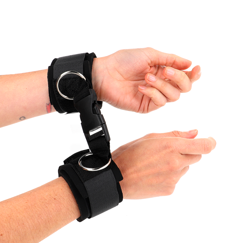 KINK - FASCE DI RESISTENZA AL POLSO IN NEOPRENE CON CHIUSURA A STRAPPO E ANELLO, NERE, REGOLABILI 22-34 CM