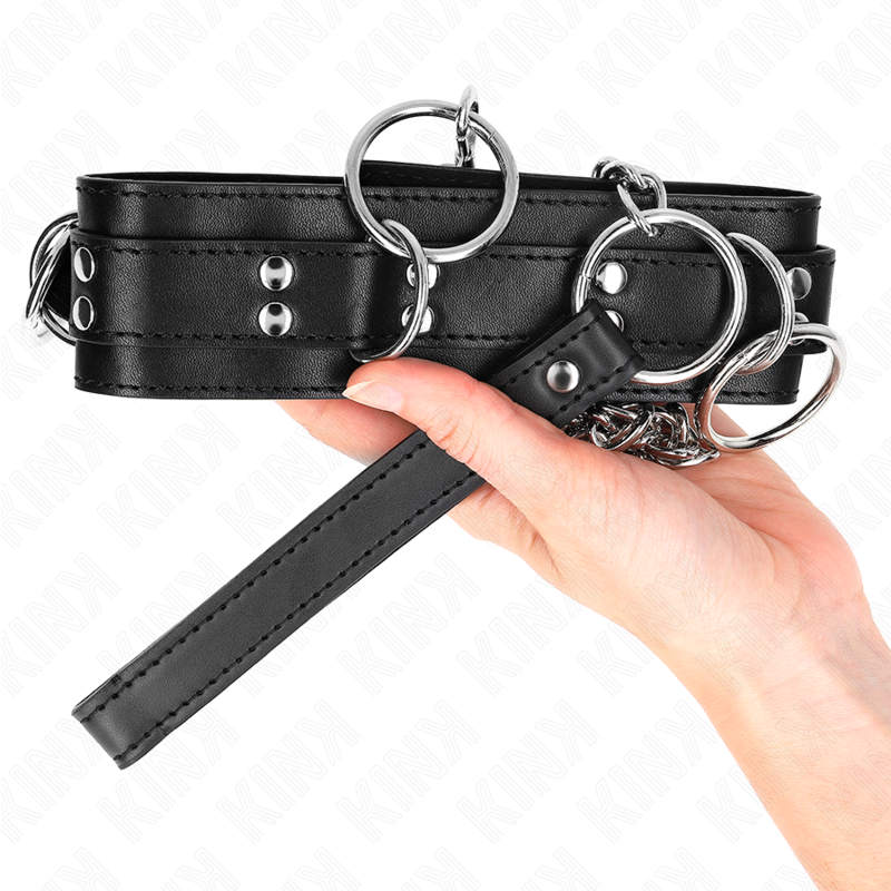 KINK - COLLANA SCHIAVITÙ A 3 ANELLI CON CINTURINO 80 CM 53 X 5 CM