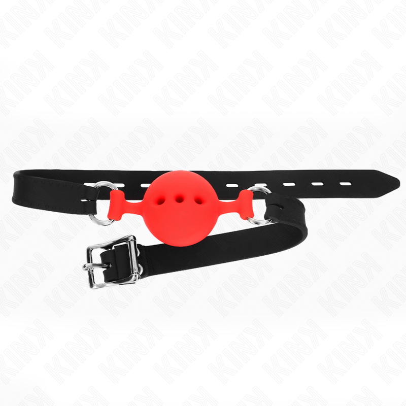 KINK - BAVAGLIO IN SILICONE COMPLETO 55 x 2 CM CON PALLA DA 4,5 CM TAGLIA M ROSSO REGOLABILE 35-51 CM