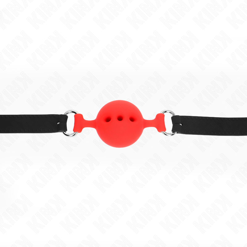 KINK - BAVAGLIO IN SILICONE COMPLETO 55 x 2 CM CON PALLA DA 4,5 CM TAGLIA M ROSSO REGOLABILE 35-51 CM