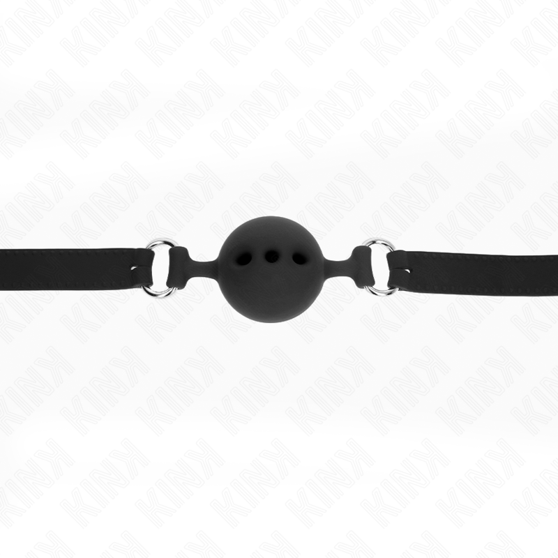 KINK - MORDAZA DE SILICONA COMPLETA 55 x 2 CM CON BOLA DE 5 CM TALLA L NEGRO AJUSTABLE 35-51 CM