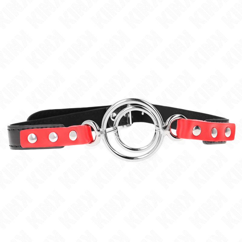 KINK - MORDAZA CON MÚLTIPLES ANILLAS TÓRICAS 4 / 4.8 CM ROJA 38 X 56 CM