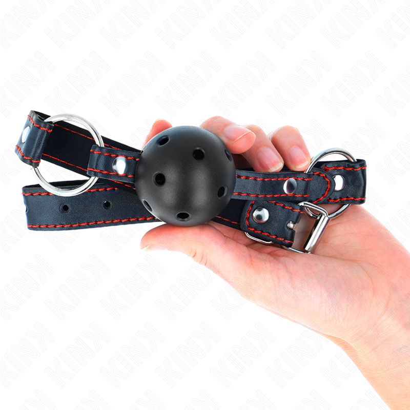 KINK - BALL GAG NERO RIGIDO E CAVO MODELLO 2 65 x 2,5 CM