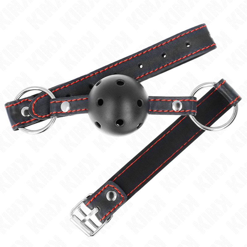 KINK - BALL GAG NERO RIGIDO E CAVO MODELLO 2 65 x 2,5 CM