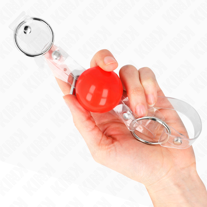 KINK - PALLA IN PVC TRASPARENTE ROSSA 4 CM BAVAGLIO REGOLABILE