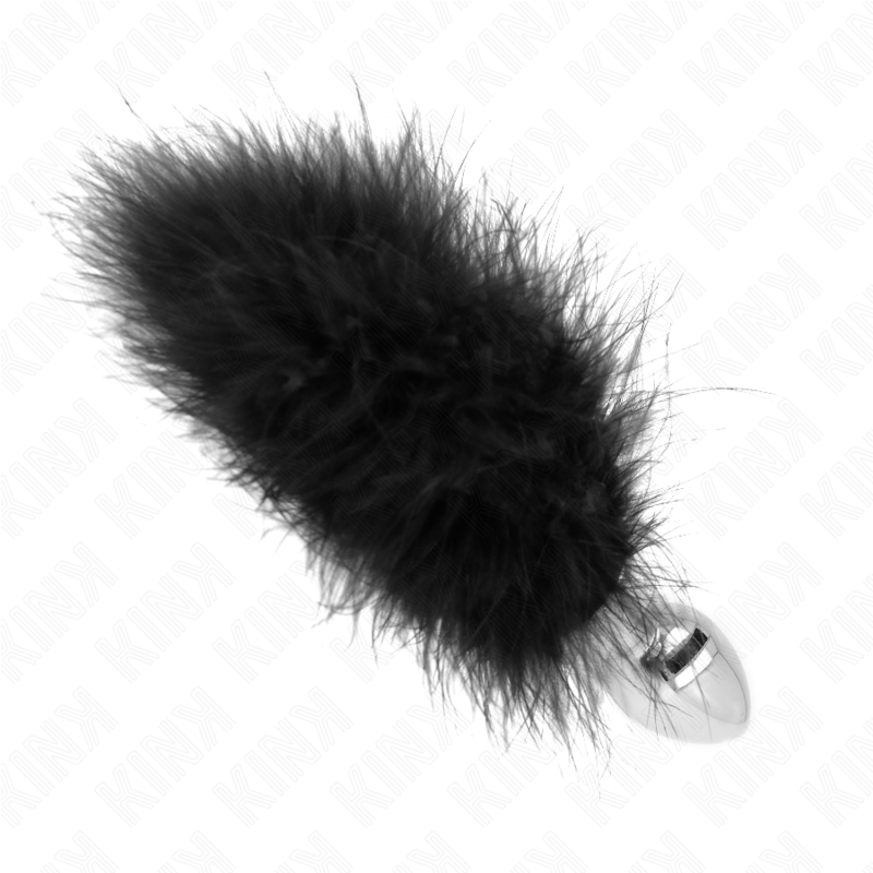 KINK - PLUG ANALE IN ACCIAIO INOX 11 x 7 CM CON PIUMA 11 CM