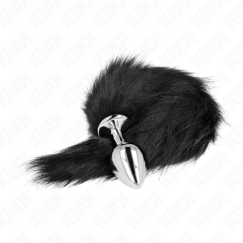 KINK - DIlatatore anale taglia M 8 x 3,5 cm con coda sintetica 40 cm nero