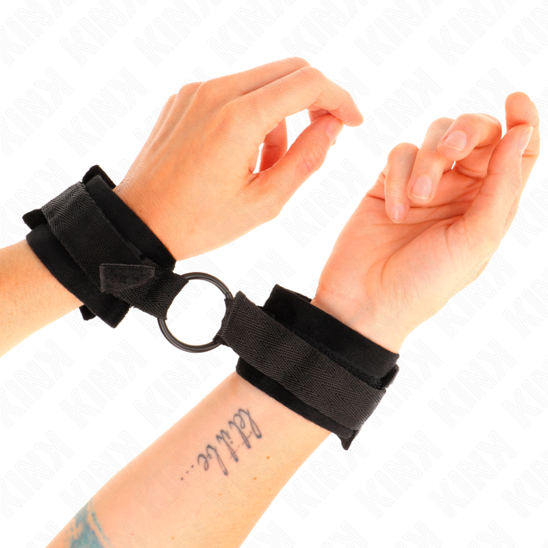KINK - MANETTE IN PELLICCIA PER PRINCIPIANTI 25 CM CON O-RING 4 CM NERO REGOLABILI 15-25 CM