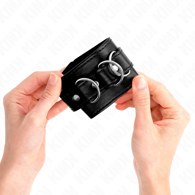 KINK - CINTURE PER POLSI CON 3 ANELLI A D REGOLABILI NERE 17,5-25 CM X 6 CM