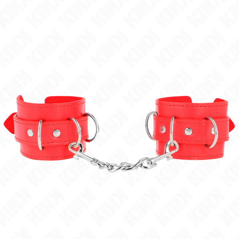 KINK - CINTURE PER POLSI CON 3 ANELLI A D REGOLABILI ROSSE 17,5-25 CM X 6 CM