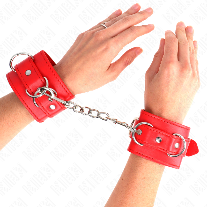 KINK - CINTURE PER POLSI CON 3 ANELLI A D REGOLABILI ROSSE 17,5-25 CM X 6 CM