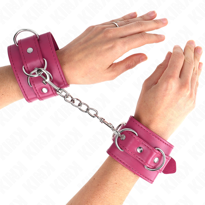 KINK - 3 CINGHIE PER POLSI REGOLABILI CON ANELLI A D ROSA 17,5-25 CM X 6 CM