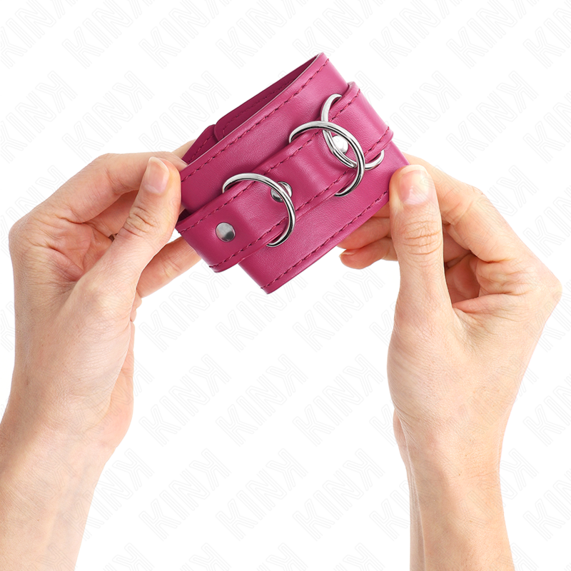 KINK - 3 CINGHIE PER POLSI REGOLABILI CON ANELLI A D ROSA 17,5-25 CM X 6 CM