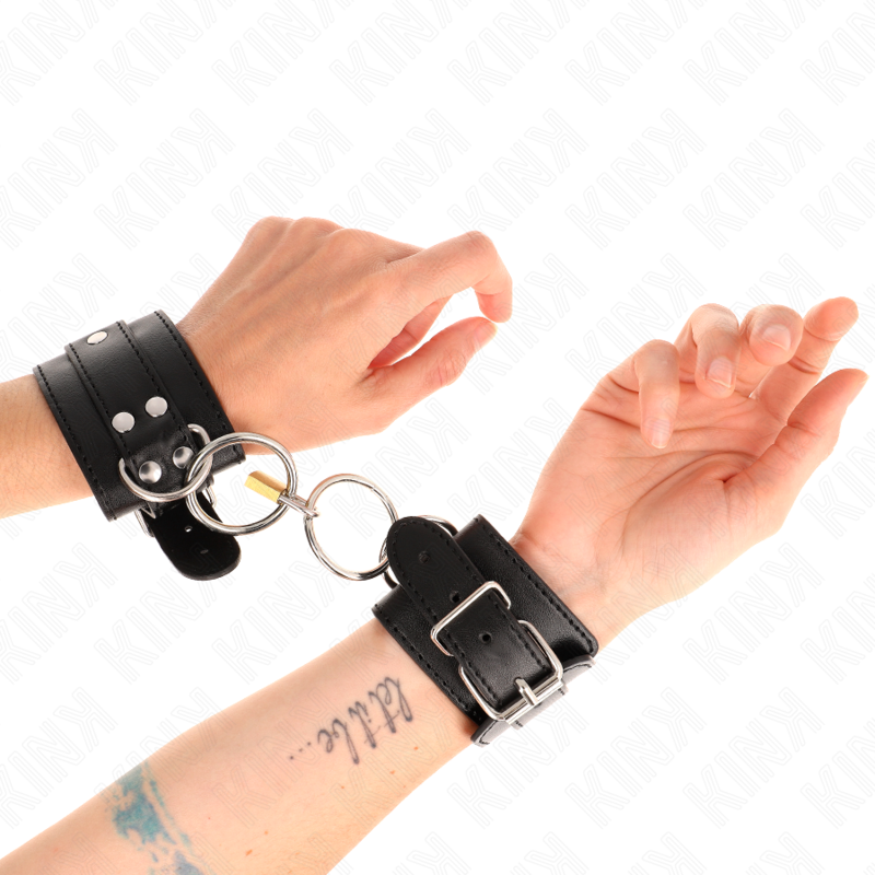 KINK - CINGHIE PER POLSI CON BLOCCAGGIO A O-RING, NERE, REGOLABILI, 20-28 CM X 5,5 CM