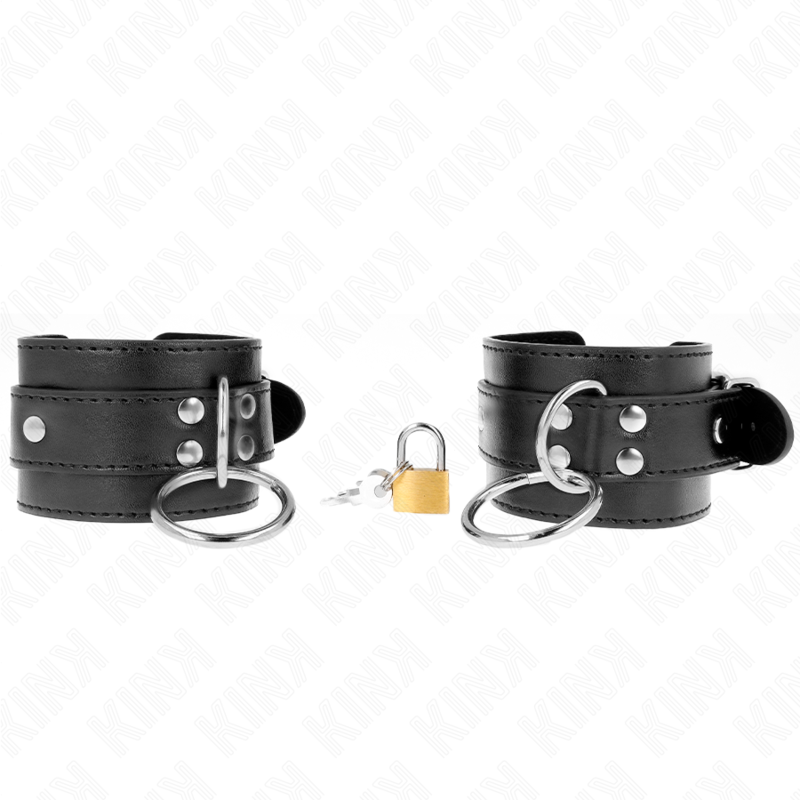 KINK - RESTRICCIONES DE MUÑECA CON ANILLA TÓRICA, NEGRAS, AJUSTABLES, 20-28 CM X 5,5 CM